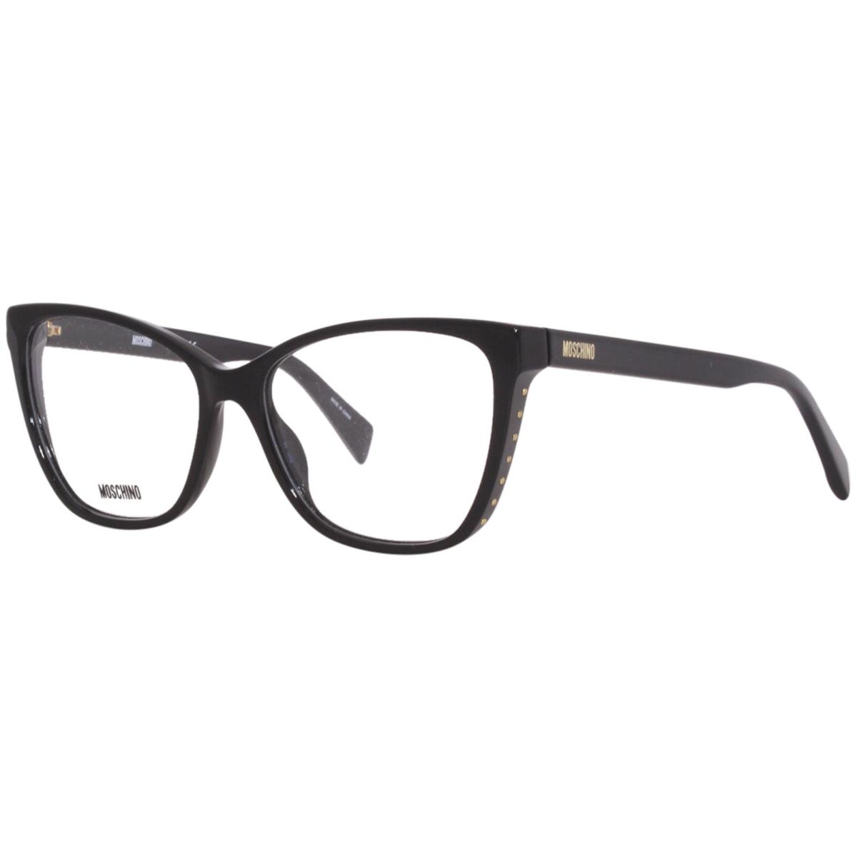 Moschino MOS550 807 Eyeglasses Frame Women`s Black Full Rim Cat Eye 54mm