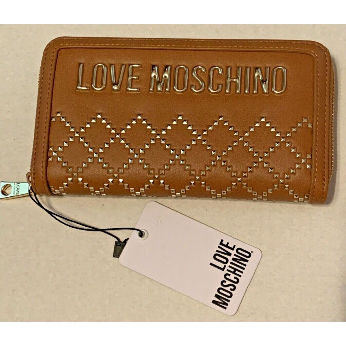 Love Moschino Continental Wallet Brown Portafogli Studded Zip Around T