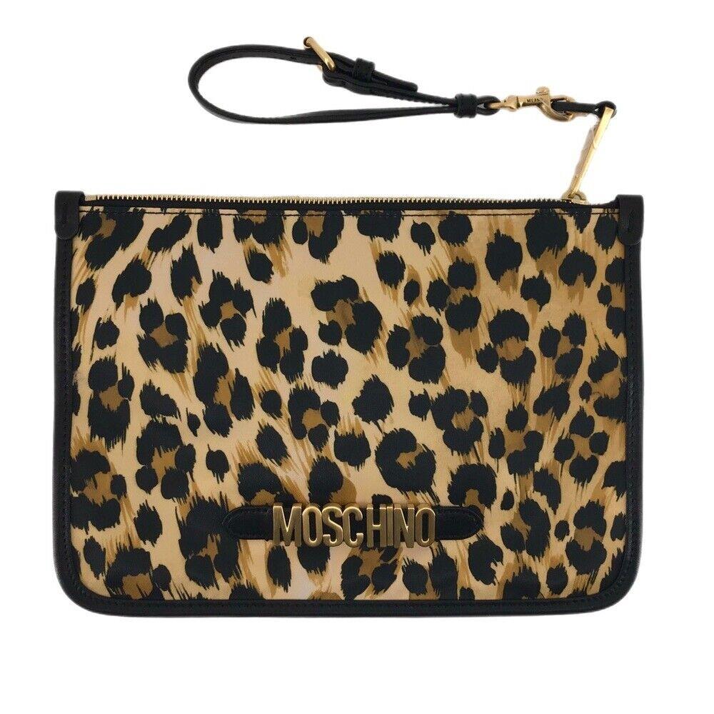 Moschino Tan Leather Clutch Wallet