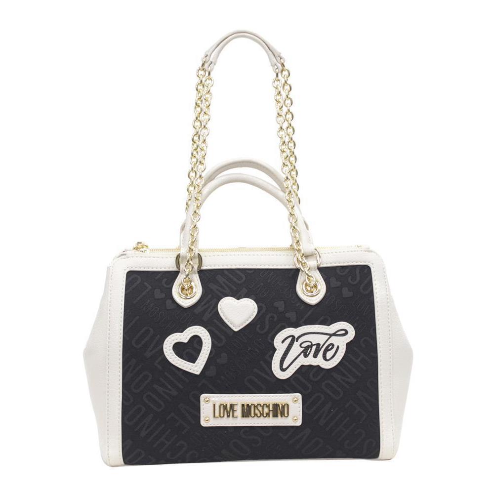 Love Moschino Women`s Heart Patch Ivory Satchel Handbag