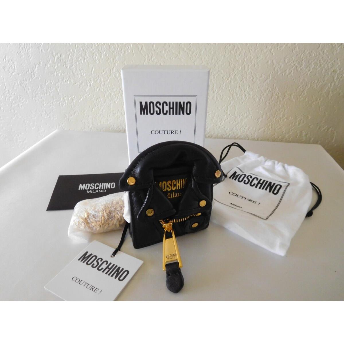 Moschino Couture Convertible Biker Leather Jacket X-body Airpod Pouch Bag