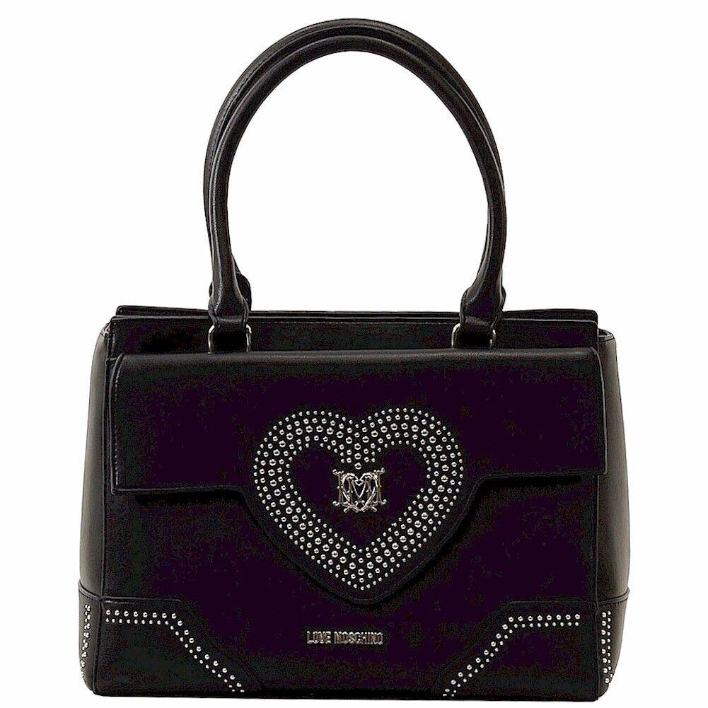 Love Moschino Women`s Black Heart Shoulder Satchel Handbag