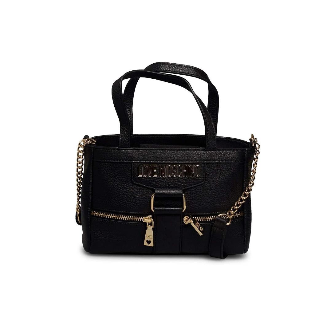 Love Moschino Borsa Vit. Natural Grain Nero Small Crossbody Bag Black Leather