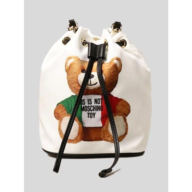 Moschino Italy Bear Wristlet Drawstring Bucket Bag T8445