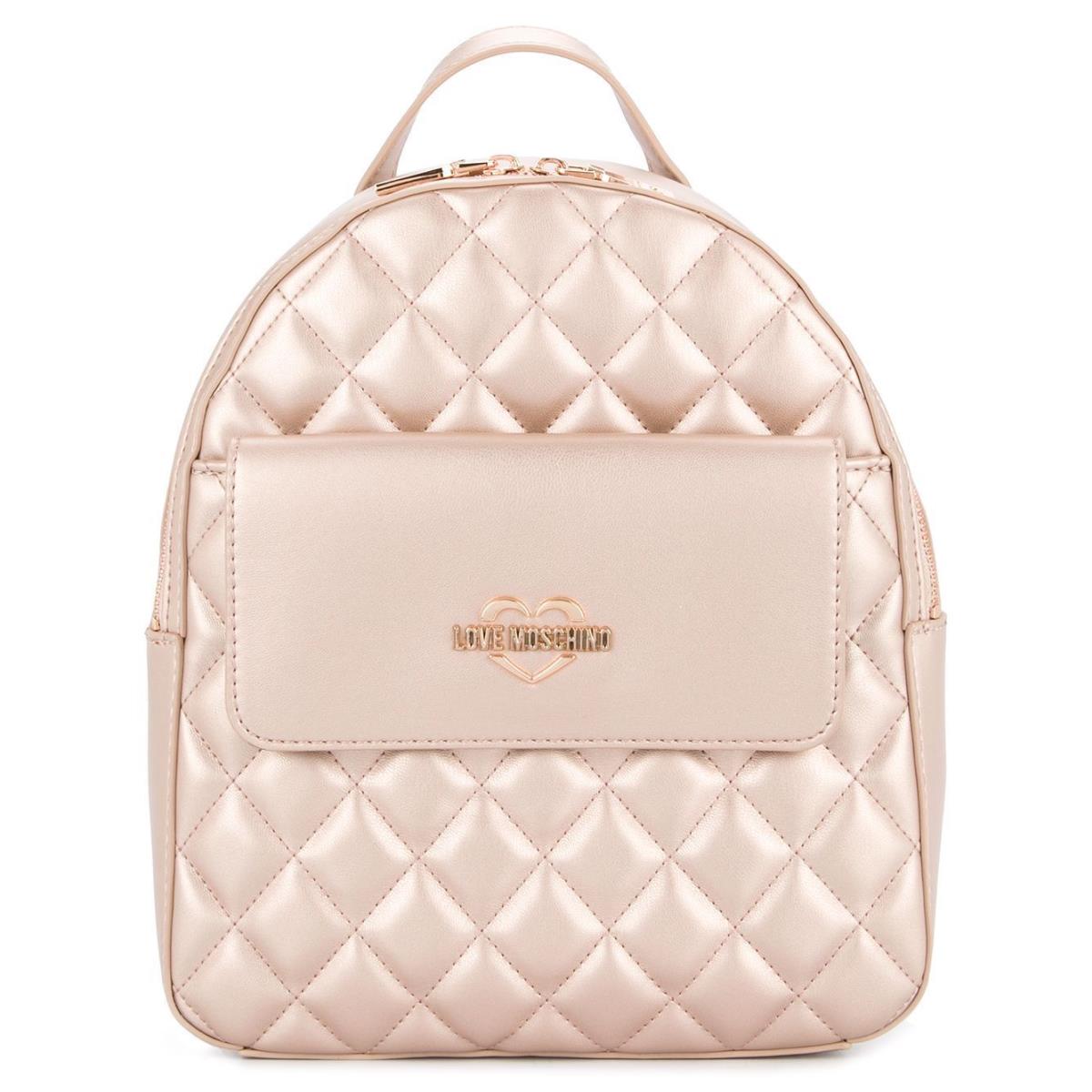 Love Moschino Backpack Large Size Quilted Pearl Rose Gold Pink Limited Edition