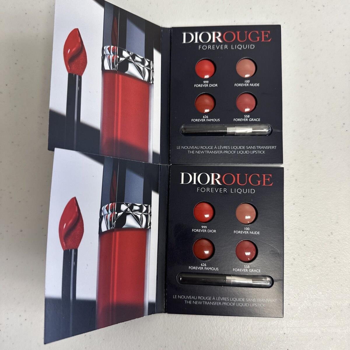 2 x Dior Diorouge Forever Liquid Lipstick 4 Sample Shades Travel Size 0.3 ml