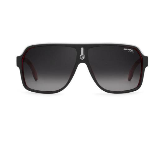 Carrera 1001/S 0BLX/9O Matte Black Red/ Dark Gray Shaded Square Men`s Sunglasses