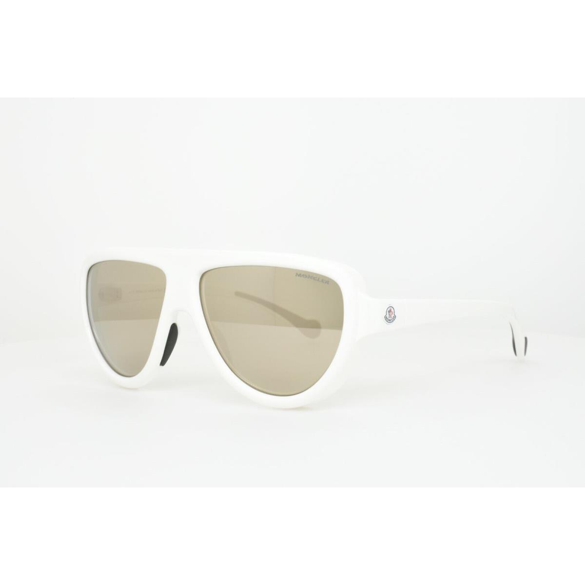 Moncler Sunglasses Shiny White with Black Leather Add-on