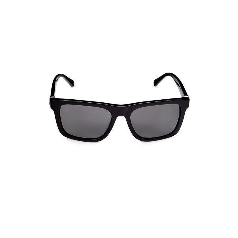 Mens Moncler Plastic 58mm Rectangle Sunglasses Black