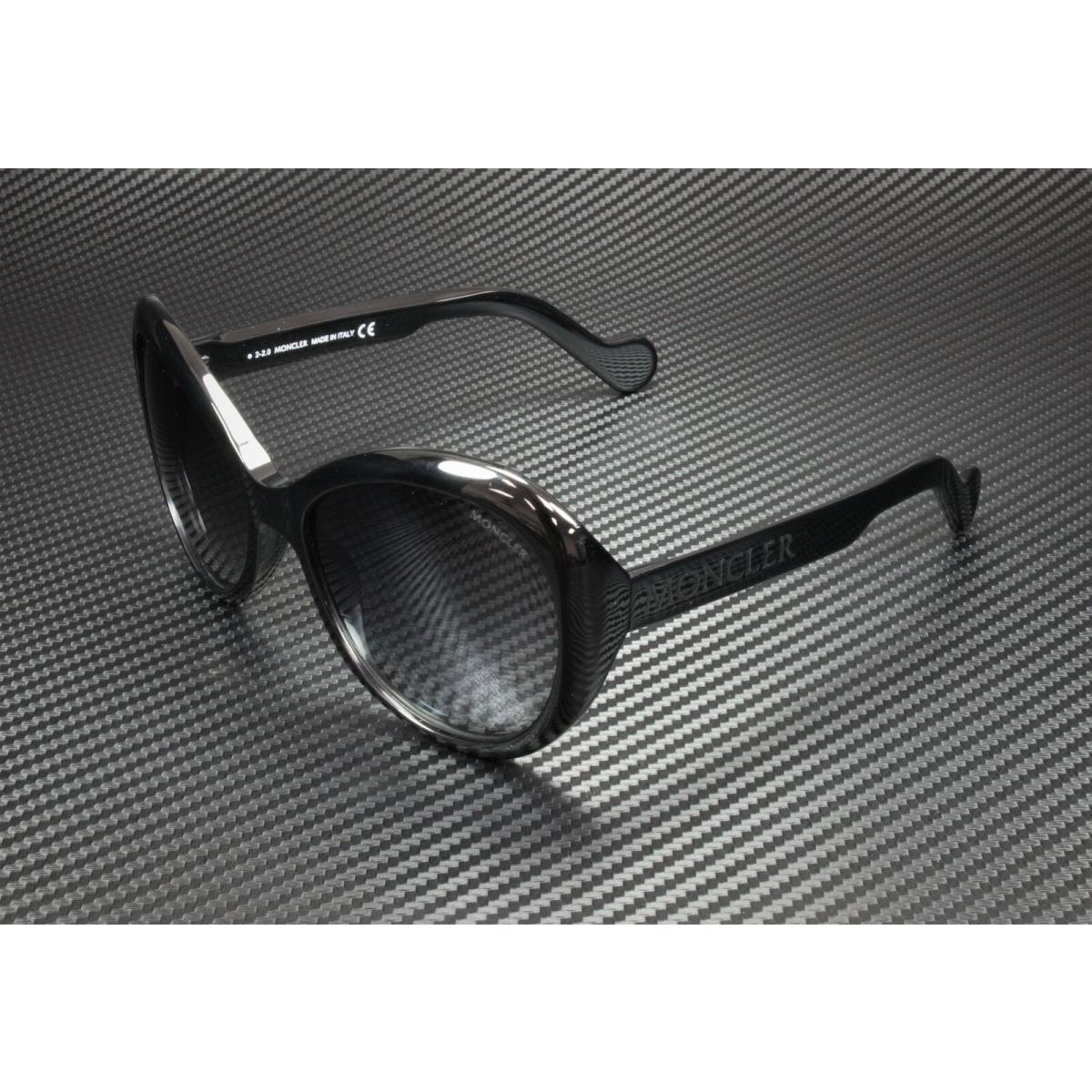 Moncler ML0173 01B Shiny Black Gradient Smoke Plastic 60 mm Women`s Sunglasses