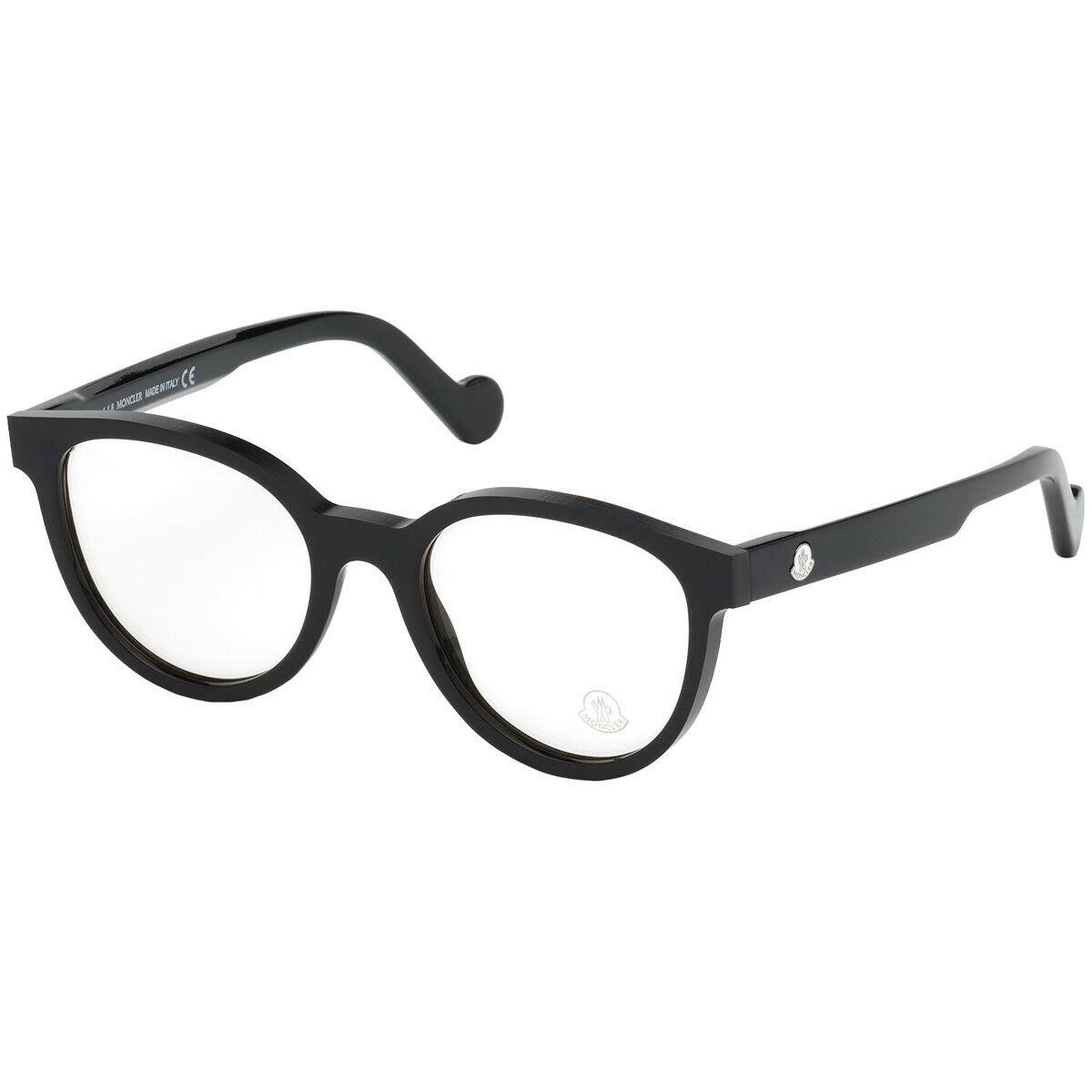 Moncler ML5041 001 Black Plastic Eyeglasses Frame 50-19-145 Round Italy RX