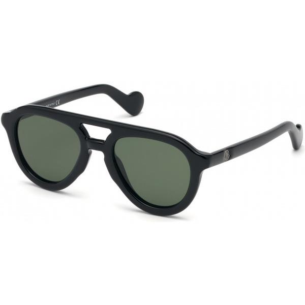 Moncler ML0078 01R Sunglasses Black / Green Polarized Pilot