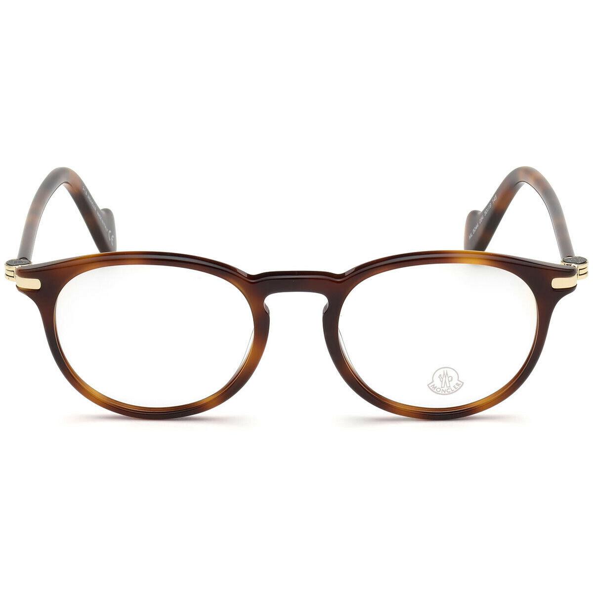 Moncler ML5044 054 Havana Tortoise Plastic Eyeglasses Frame 50-19-145 Round