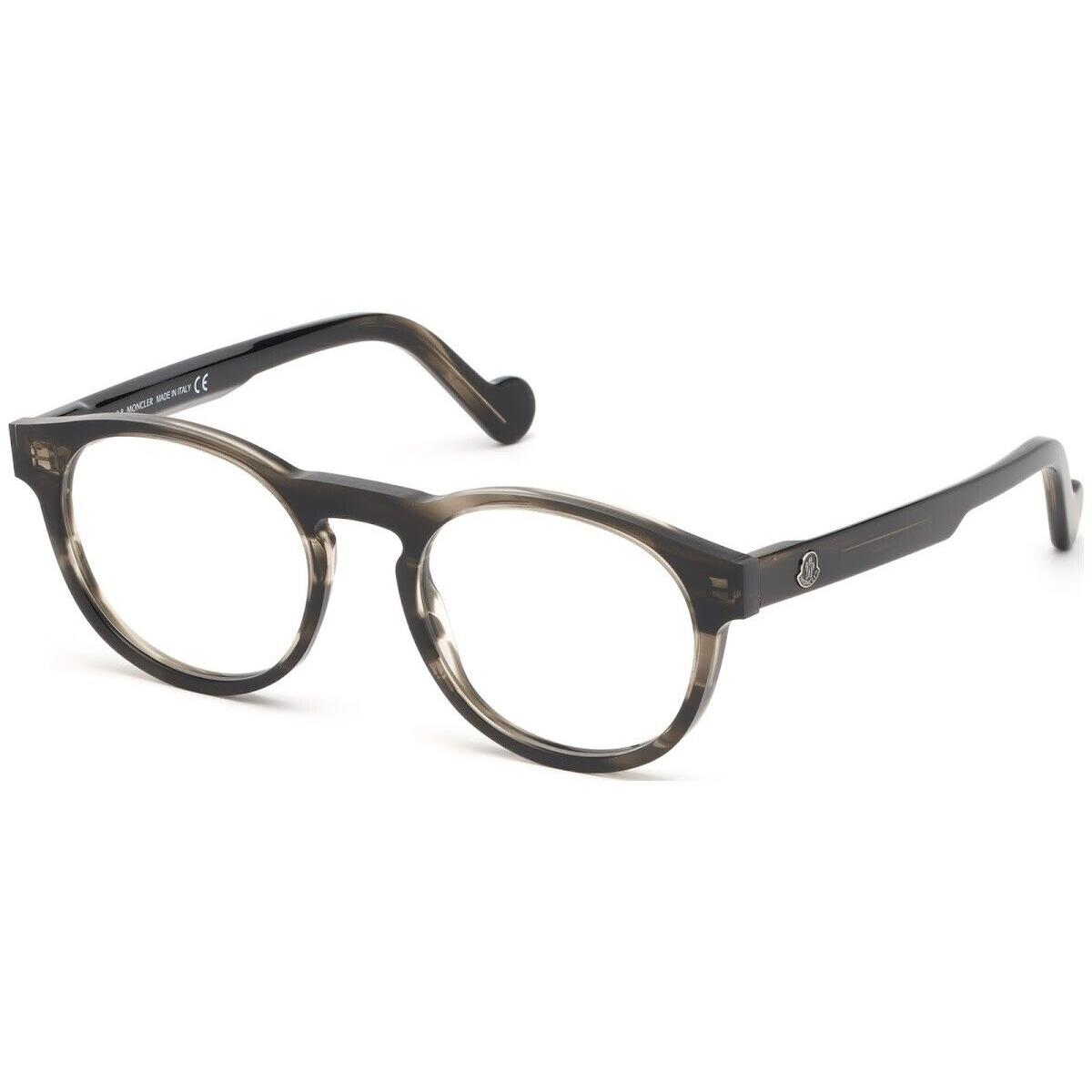 Moncler ML5051 020 Gray Havana Plastic Round Optical Eyeglasses Frame 52-20-150