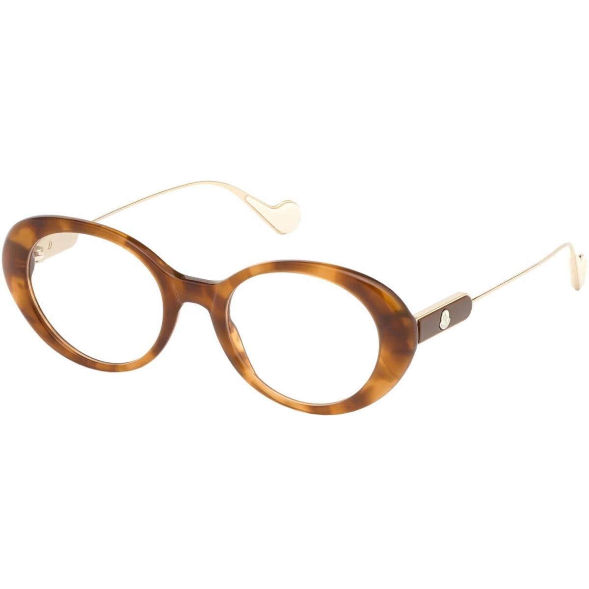 Moncler ML5055 053 Brown Havana Oval Plastic Eyeglasses Frame 52-20-145 5055 RX