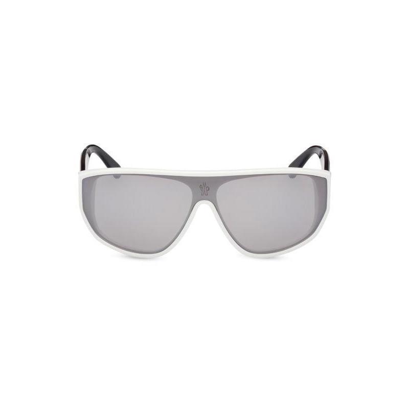 Mens Moncler Tronn 80mm Round Sunglasses White/gunmetal