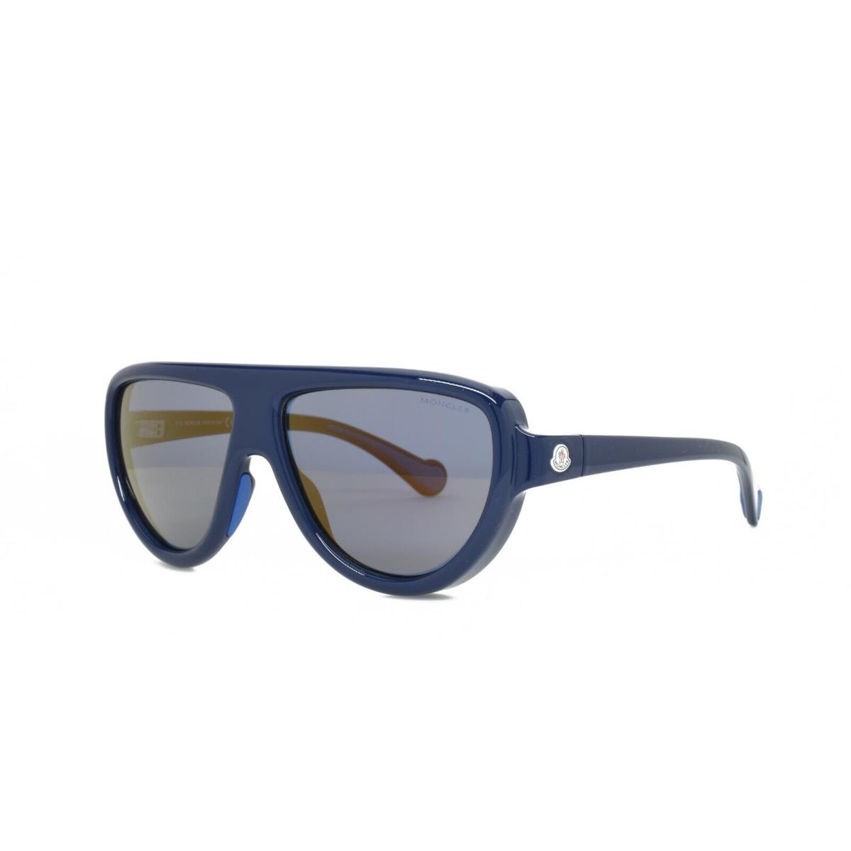 Moncler Sunglasses Shiny Blue with Blue Leather Add-on