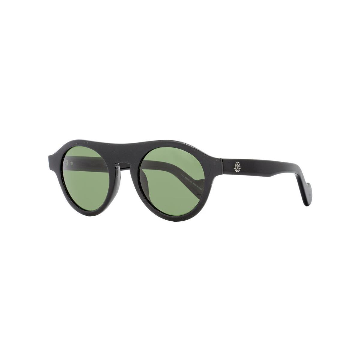 Moncler ML0039-01N Ladies Round Full Rim Sunglasses Black Frame Green Grey 48 mm