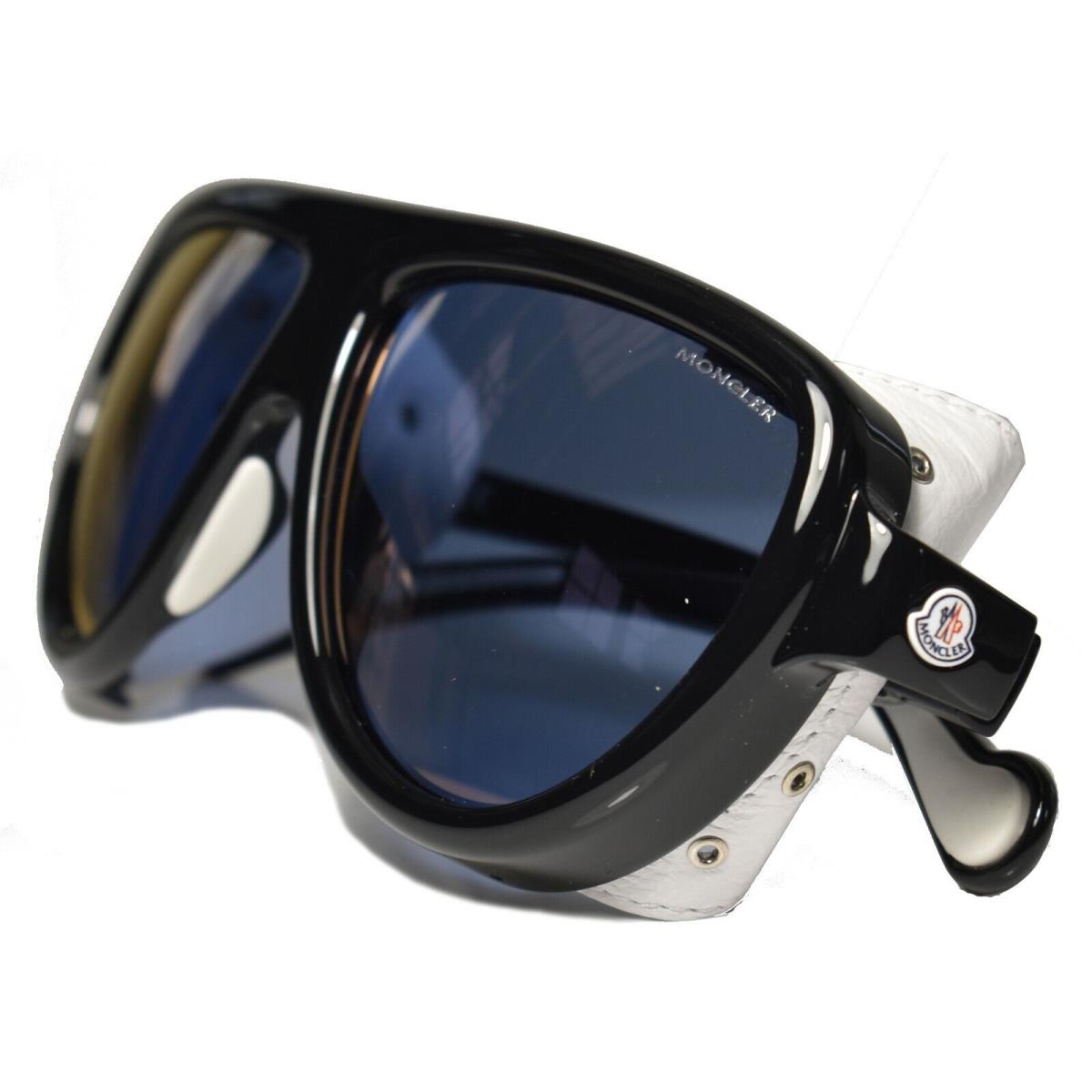 Moncler Shield Sunglasses Leather Shield Black White 0089/01C