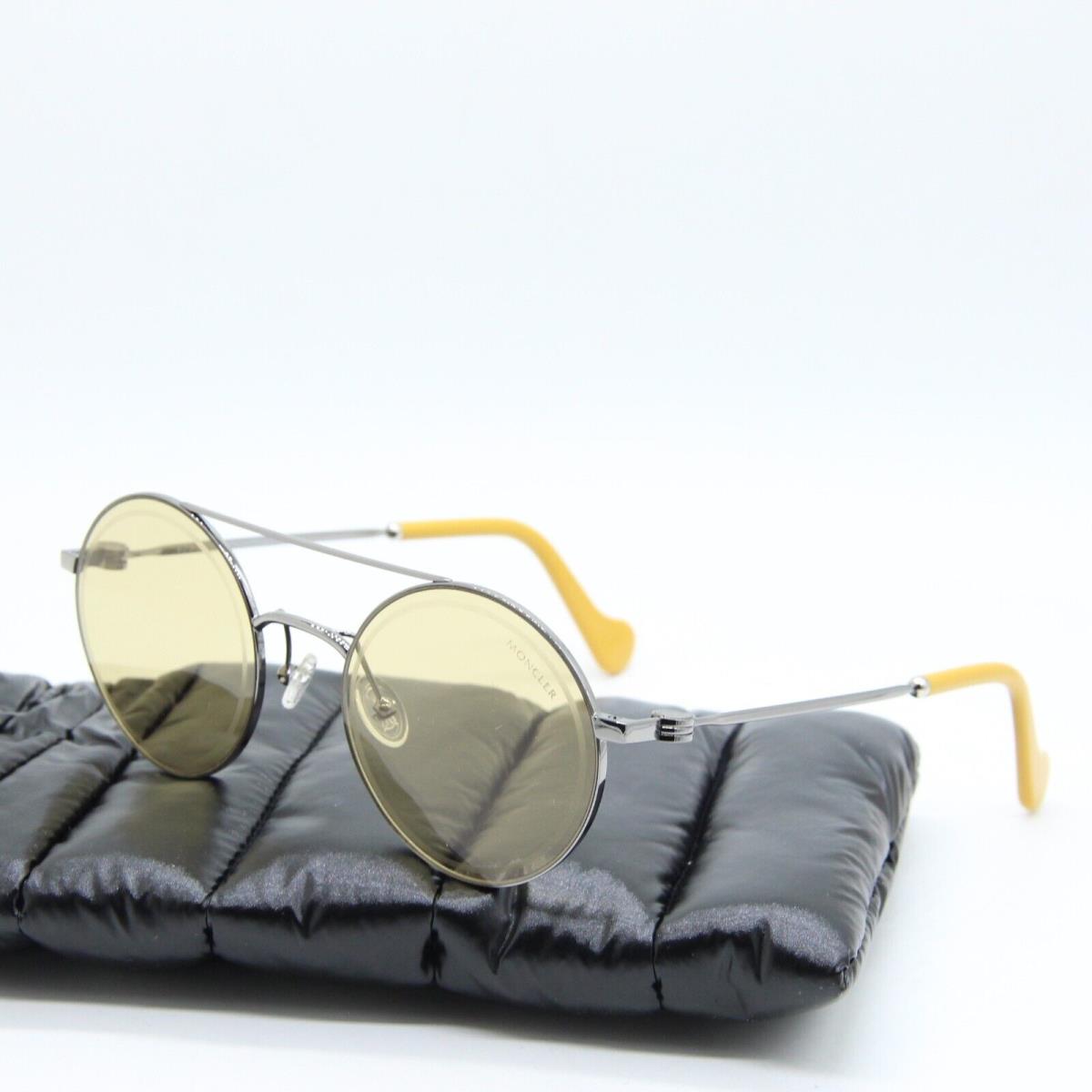 Moncler ML 0084 14E Silver Yellow Sunglasses W/case 52-21