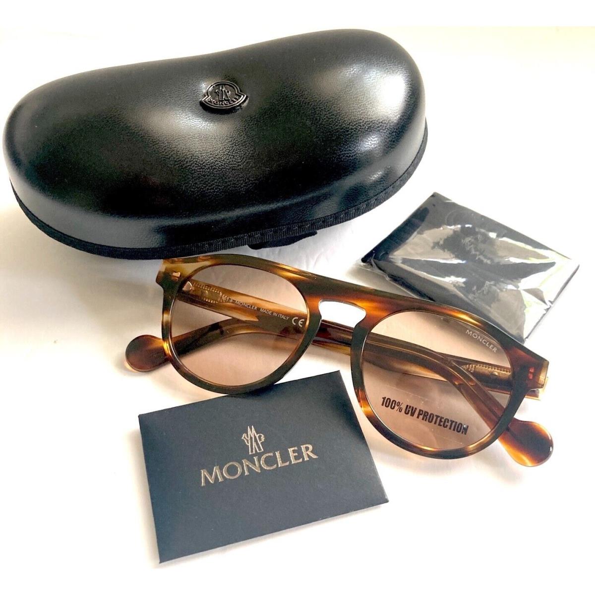 Moncler ML0073 50E Dark Havana Brown Men`s Sunglasses 51-20-150 Italy