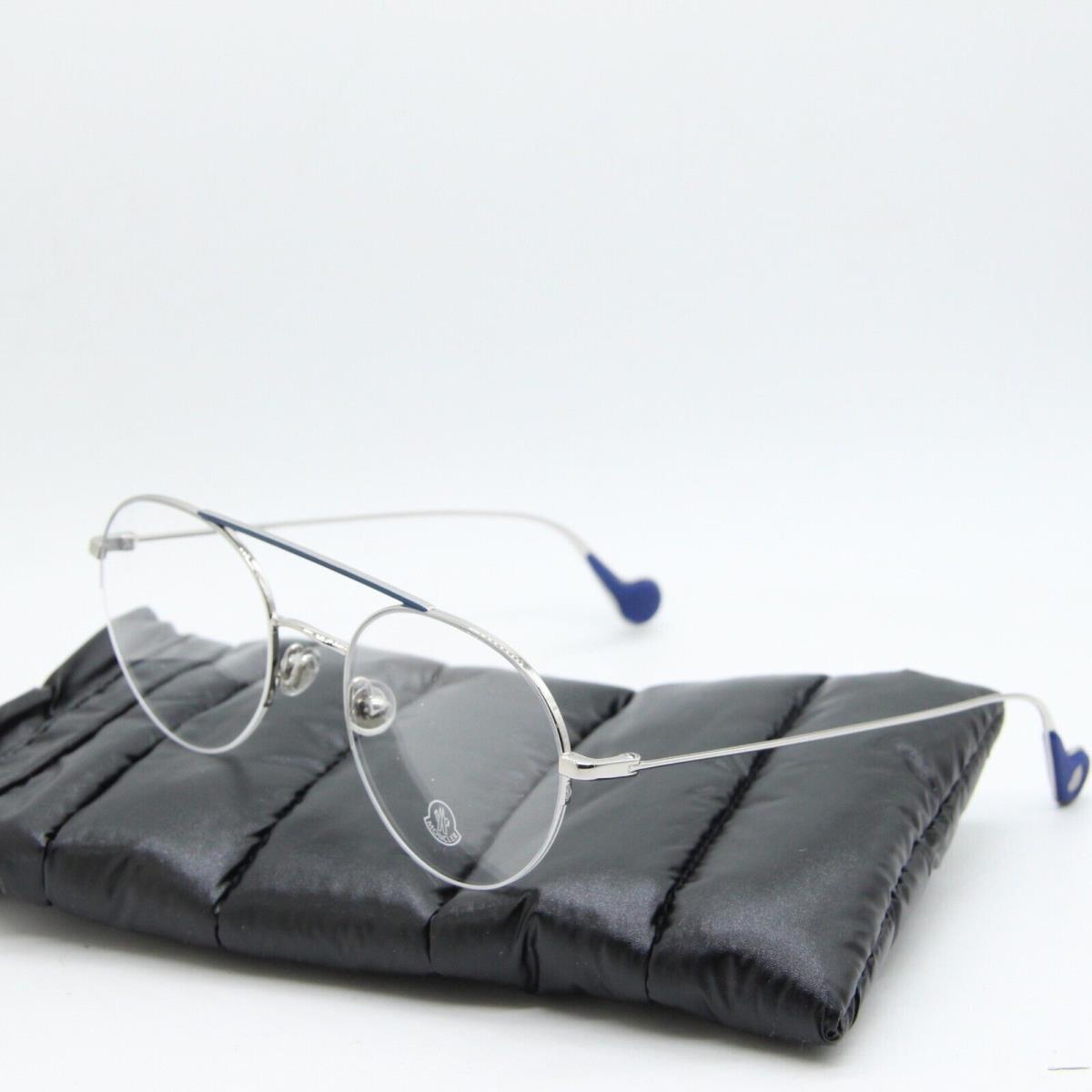 Moncler ML 5061/V 016 Silver Blue Eyeglasses W/case 51-20