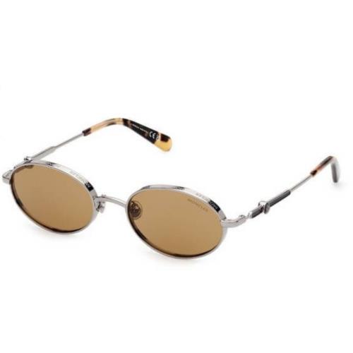 Moncler Sunglasses ML 0224-14N Shiny Ruthenium with Brown Lens 52mm