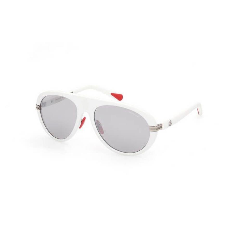 Moncler Sunglasses ML 0240-21C Shinny White W/ Smoke Lens 57mm