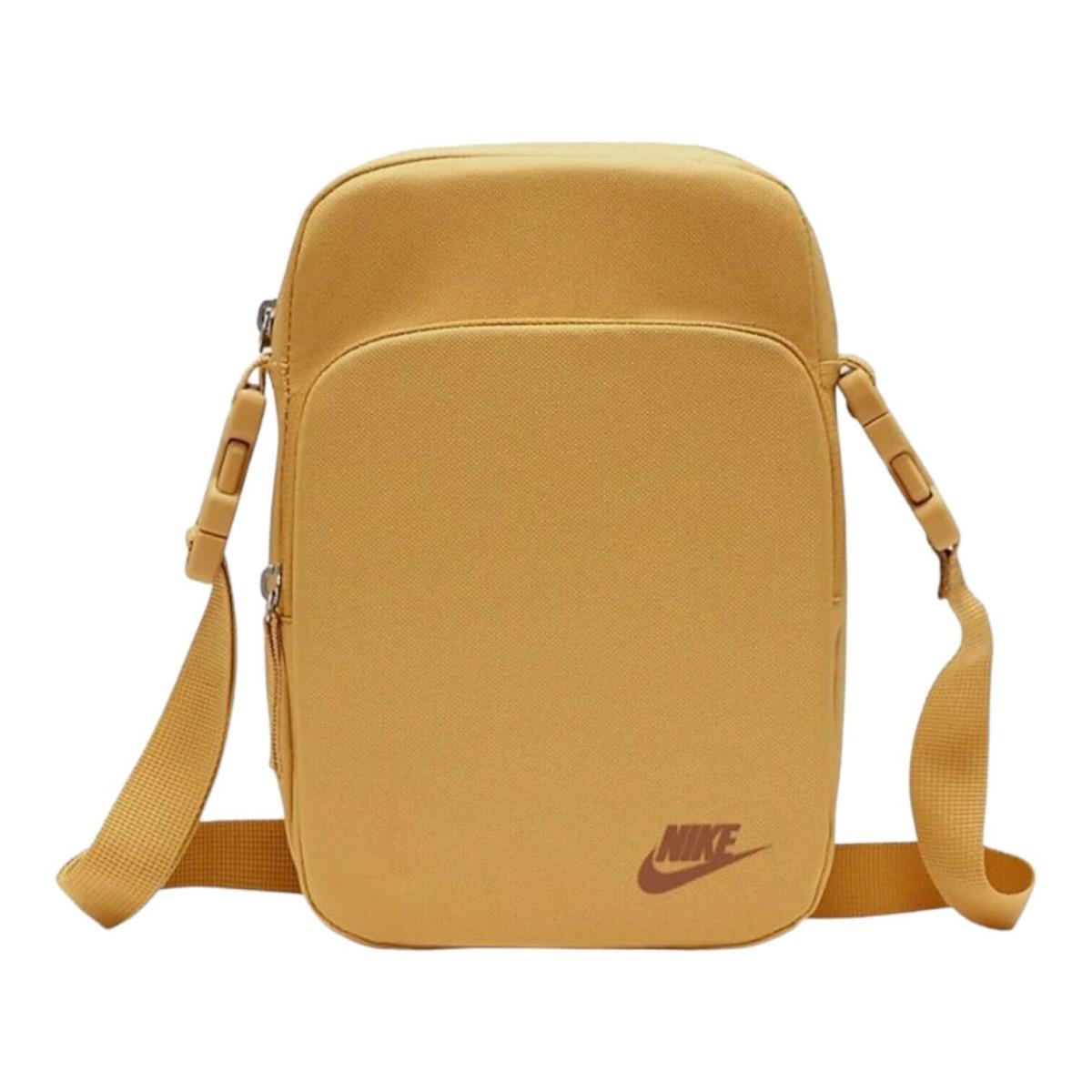 Nike Heritage Tote 2.0 Crossbody Festival Travel Bag - Brown / Gold Swoosh