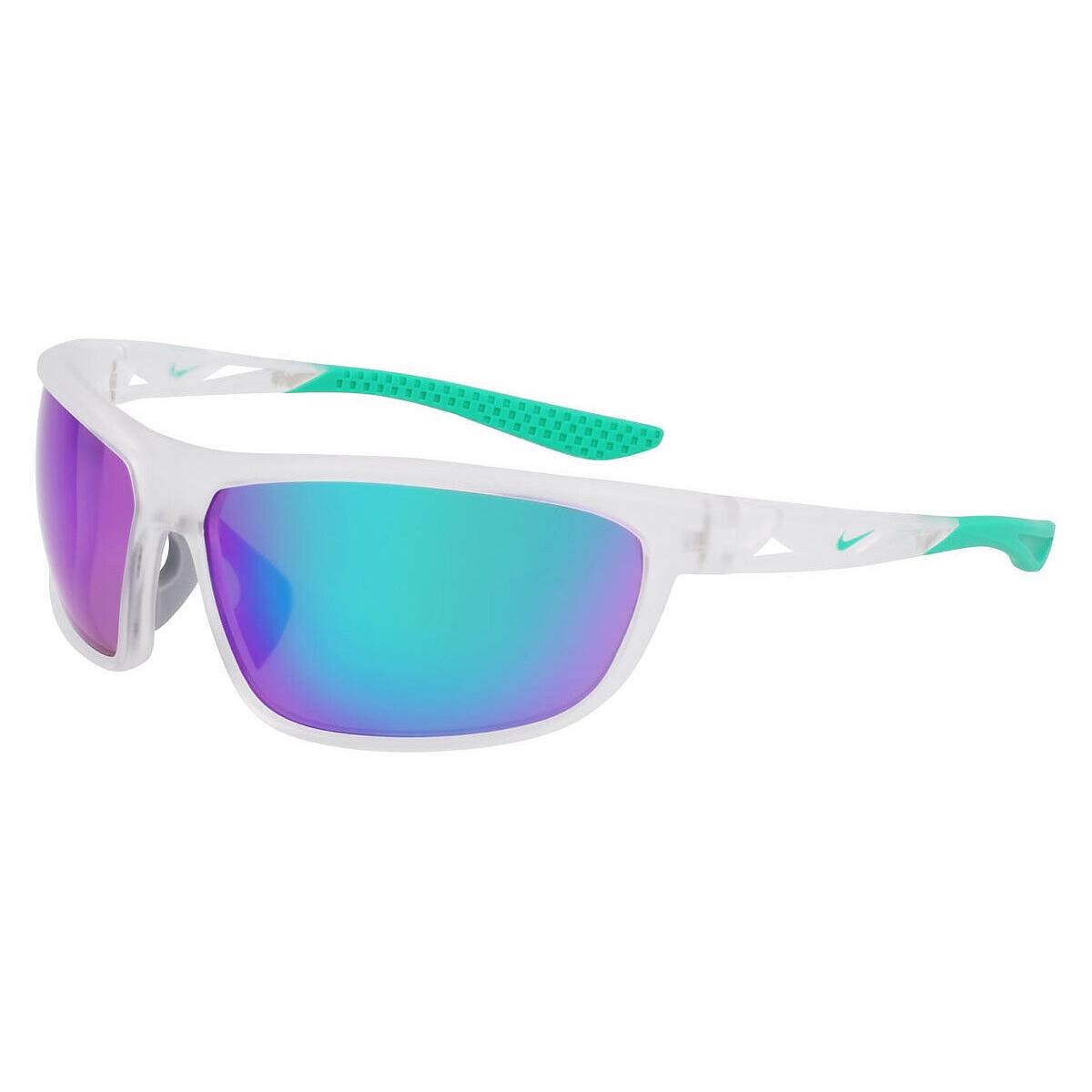 Nike Windtrack Run EV24003 Men Sunglasses Matte Clear 68mm - Frame: Matte Clear, Lens: Green Mirrored