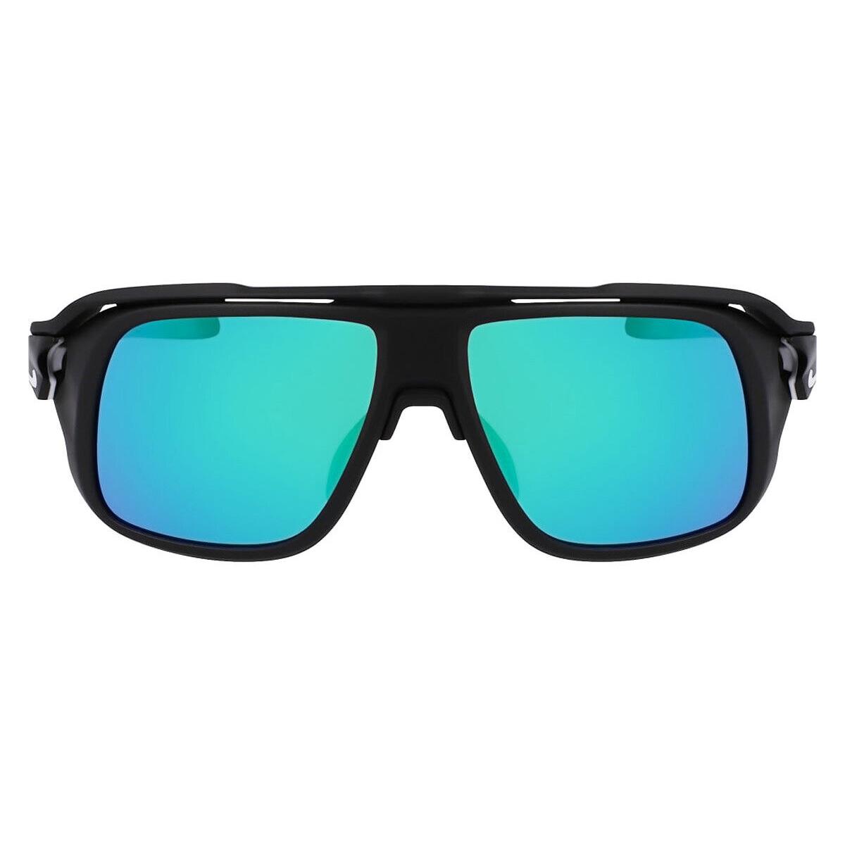 Nike Flyfree Soar EV24001 Men Sunglasses Matte Black 59mm - Frame: Matte Black, Lens: Green Mirrored/Low Lite