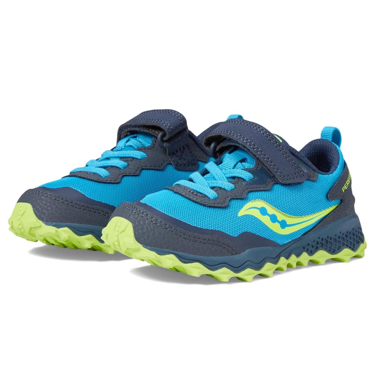 Children Unisex Shoes Saucony Kids Peregrine Kdz A/c Big Kids - Navy/Citron