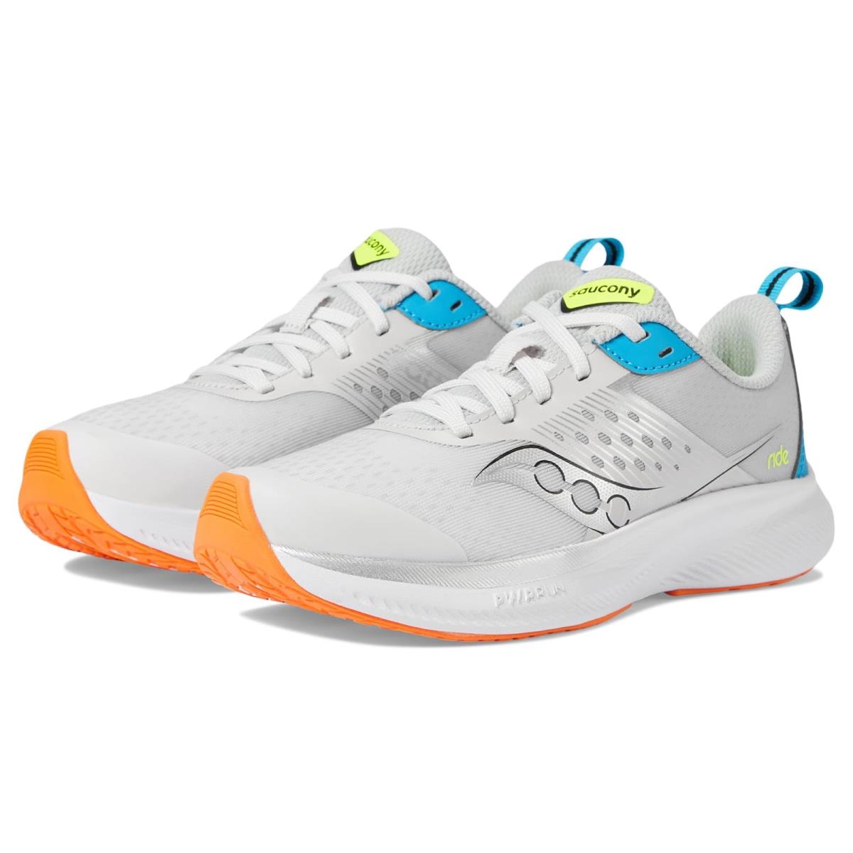 Children Unisex Sneakers Athletic Shoes Saucony Kids Ride Kdz Big Kids - Grey/Blue/Citron