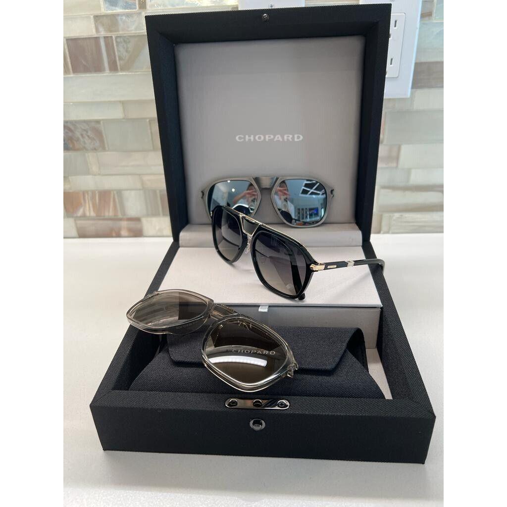 Chopard Limited SCHG08 0RAC Black/gold w/ 2 Extra Lens Sunglasses 58-17-145