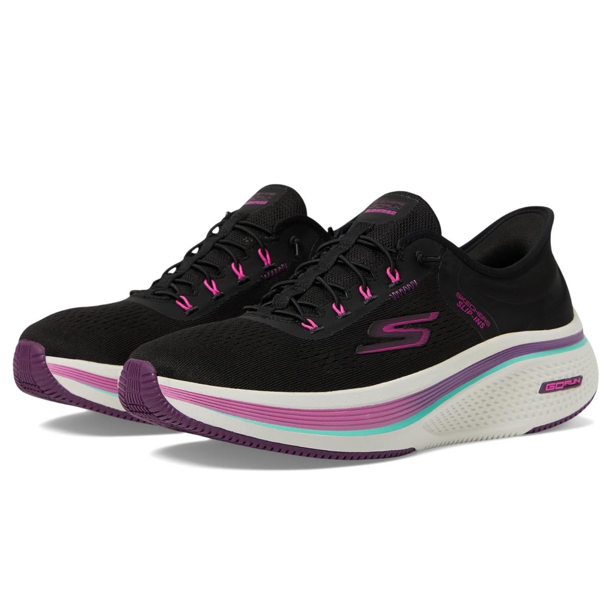 Woman`s Shoes Skechers Go Run Elevate 2.0 Banyan Hands Free Slip-ins - Black/Pink