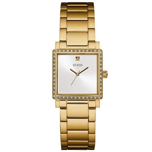 Guess Square Gem-set Bezel Gold Tone Stainless Steel 28mm Women Watch U0914L2