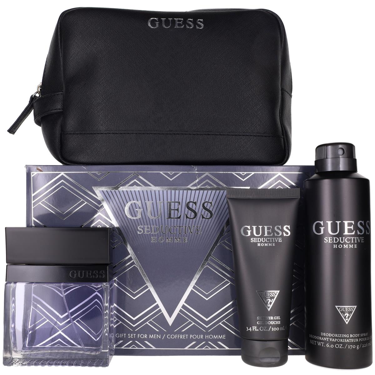 Seductive Homme by Guess Men Set: Edt Spr+deo Spr+sg+pouch 3.4oz+6.0oz+6.7oz SW