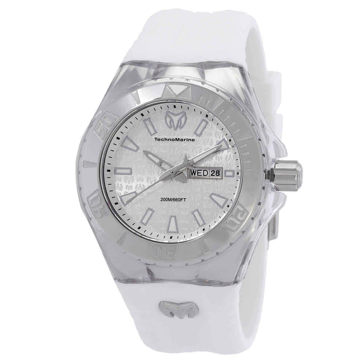 Technomarine Cruise Monogram Date Day Quartz Silver Dial Men`s Watch TM-122008