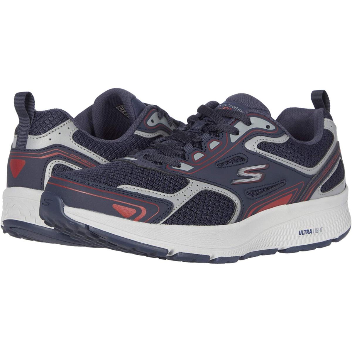 Skechers GO Run Low Running Sneaker Trainers Men Shoes Navy/grey/red Size 13