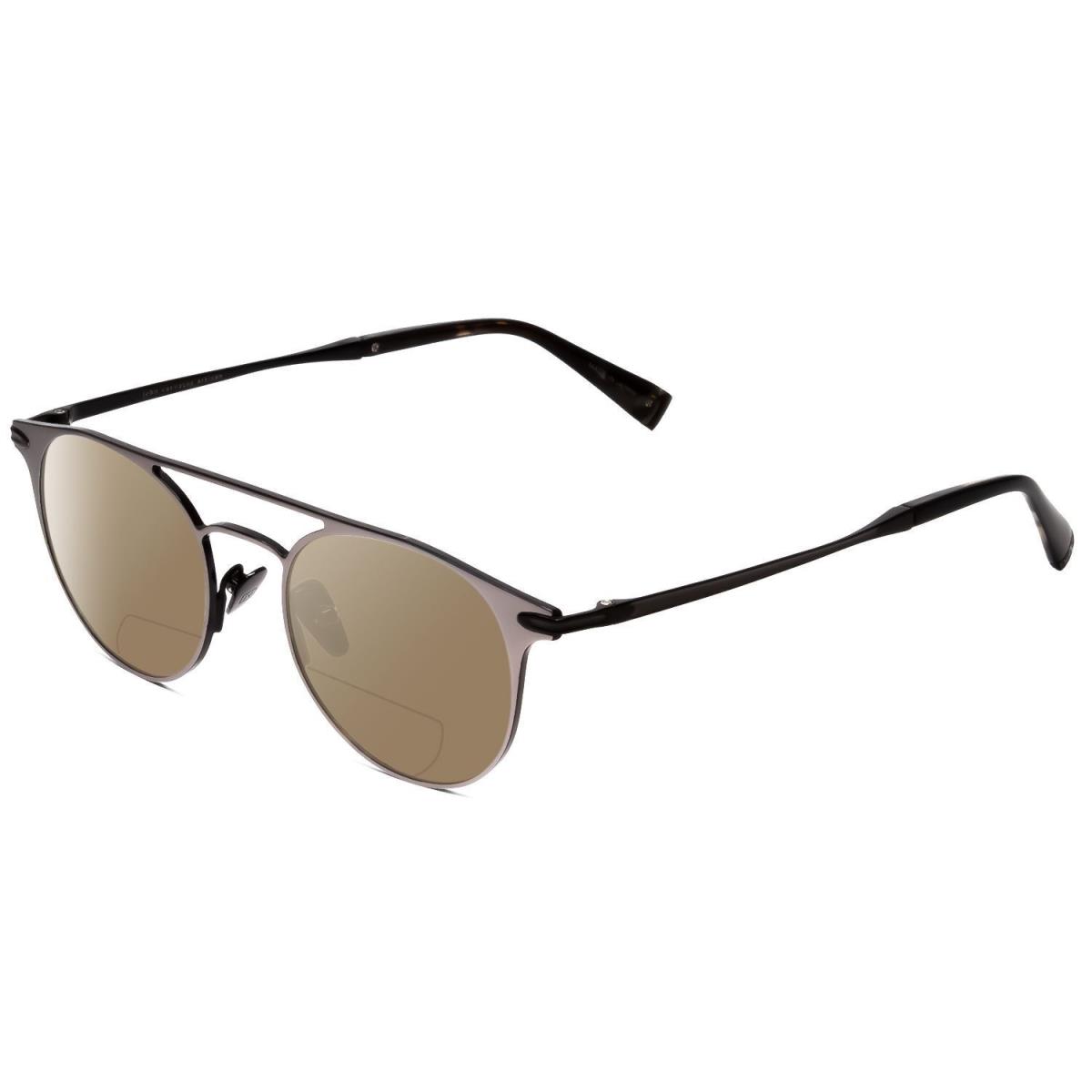 John Varvatos V169 Lady Polarized Bi-focal Sunglasses Gunmetal Silver Black 49mm Brown