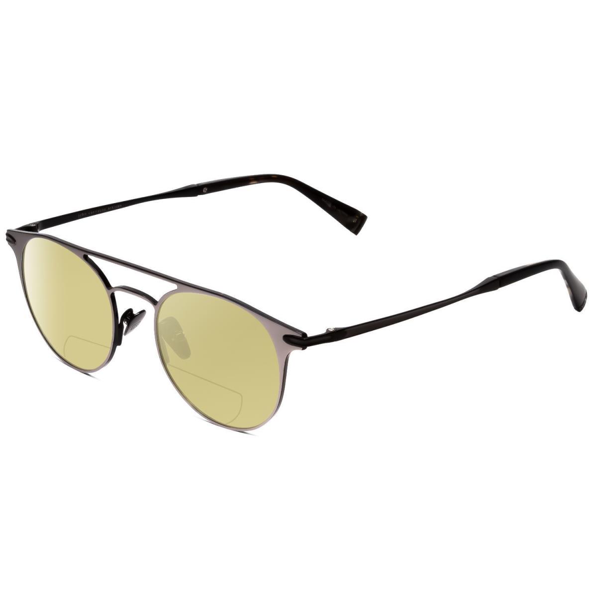 John Varvatos V169 Lady Polarized Bi-focal Sunglasses Gunmetal Silver Black 49mm Yellow