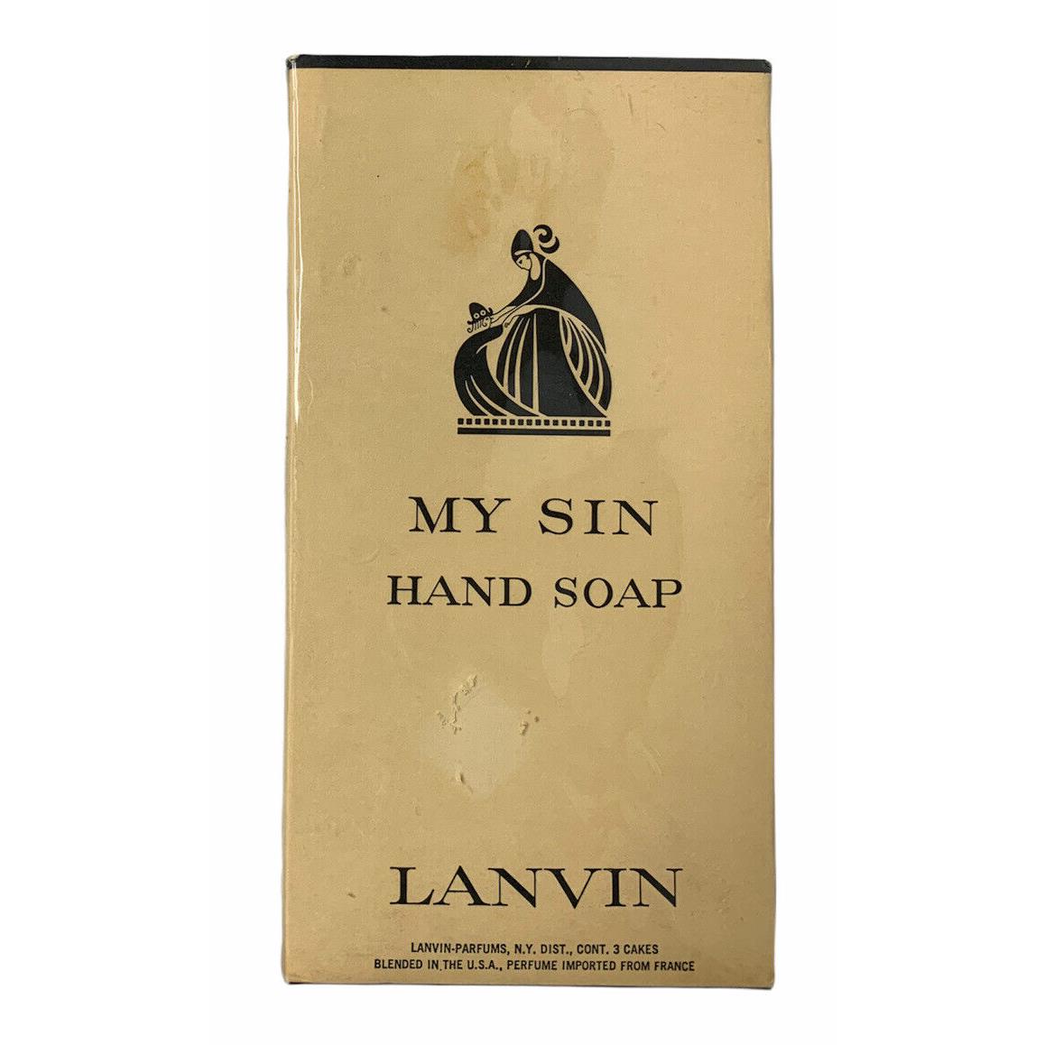 Vintage My Sin Lanvin Perfumed Hand Soap 3 Cakes Bars in Box France