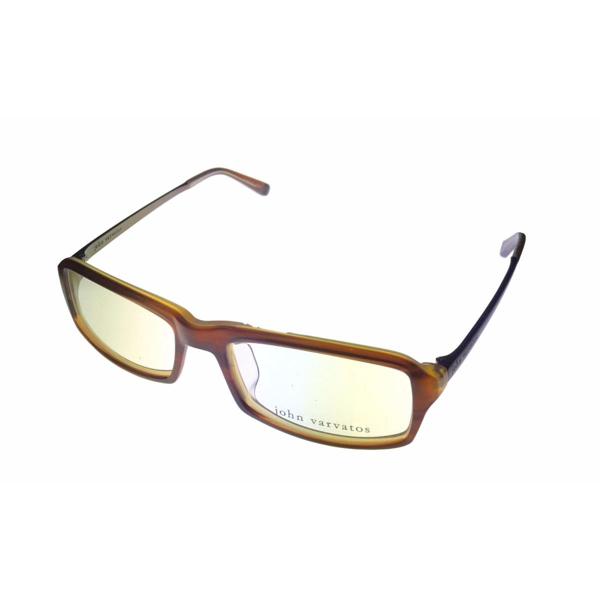 John Varvatos Mens Eyeglass Plastic Rectangle Frame V324 Tan Looks Brown