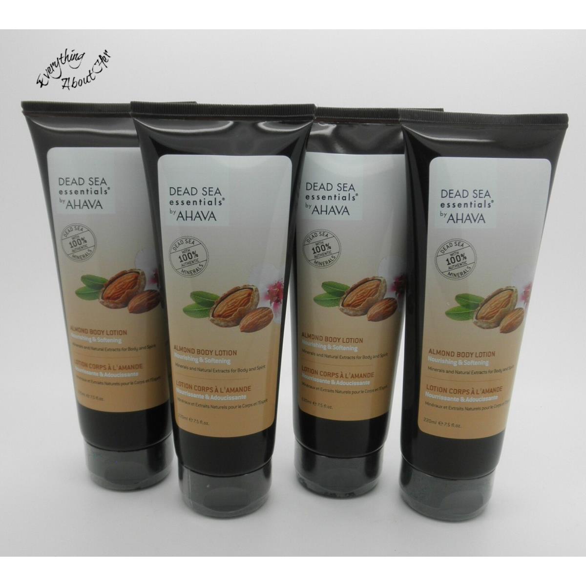 Ahava Almond Dead Sea Essentials Body Lotion - 7.5 oz ea - Lot of 4