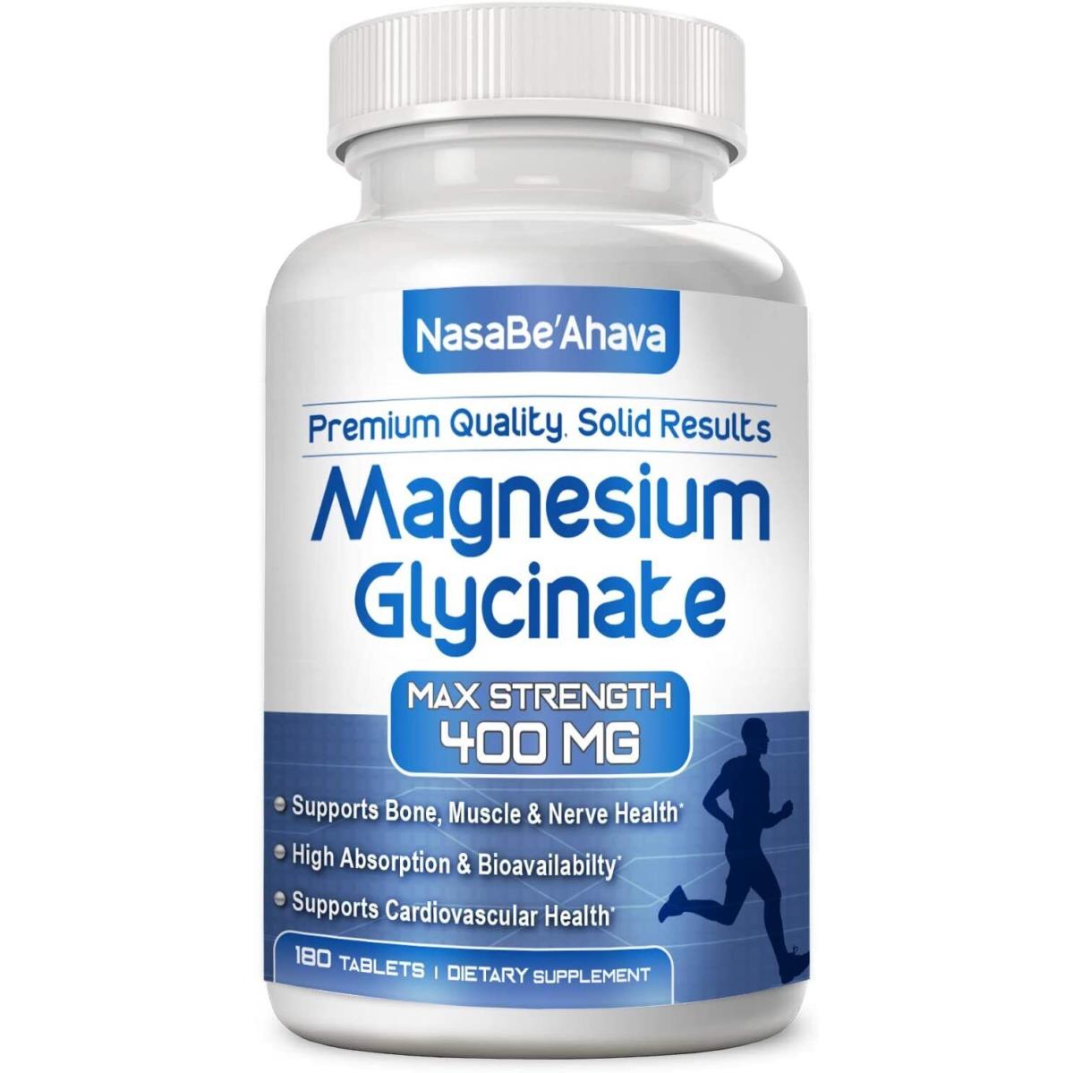 Nasa Beahava Magnesium Glycinate 400 mg 180 Tablets - Vegan Chelated Non-gmo