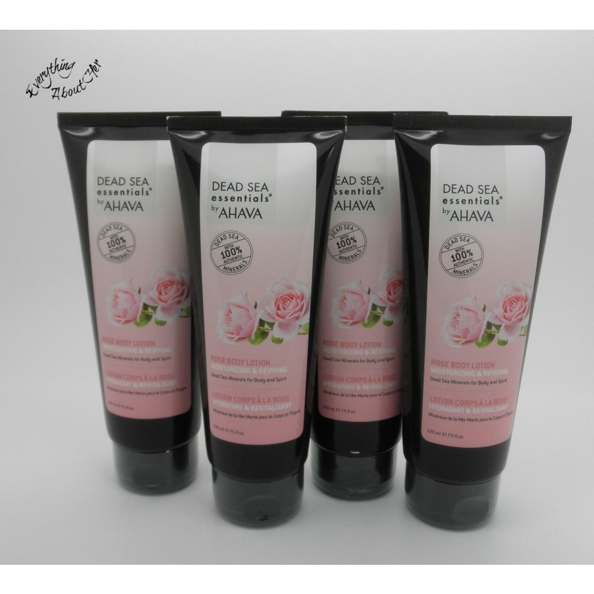 Ahava Rose Dead Sea Essentials Body Lotion - 7.5 oz ea - Lot of 4