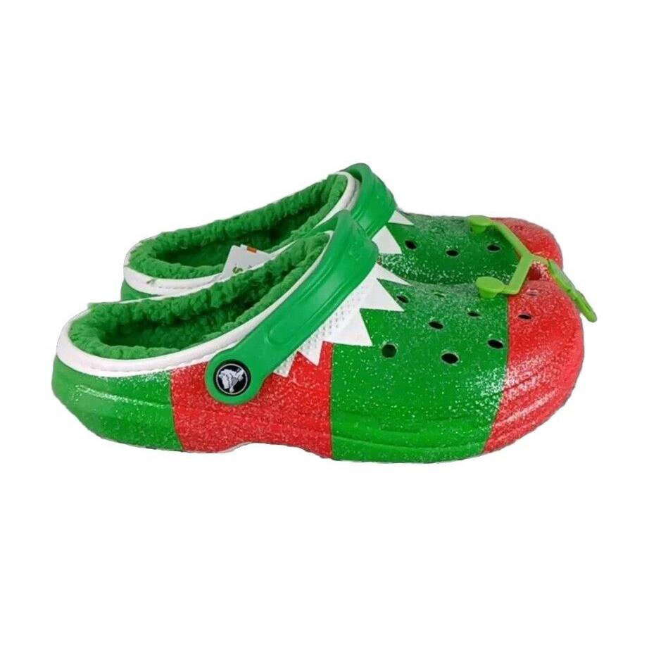 Crocs Classic Lined Holiday Clogs Christmas Elf Sz Men 5 Women 7 206913-90H