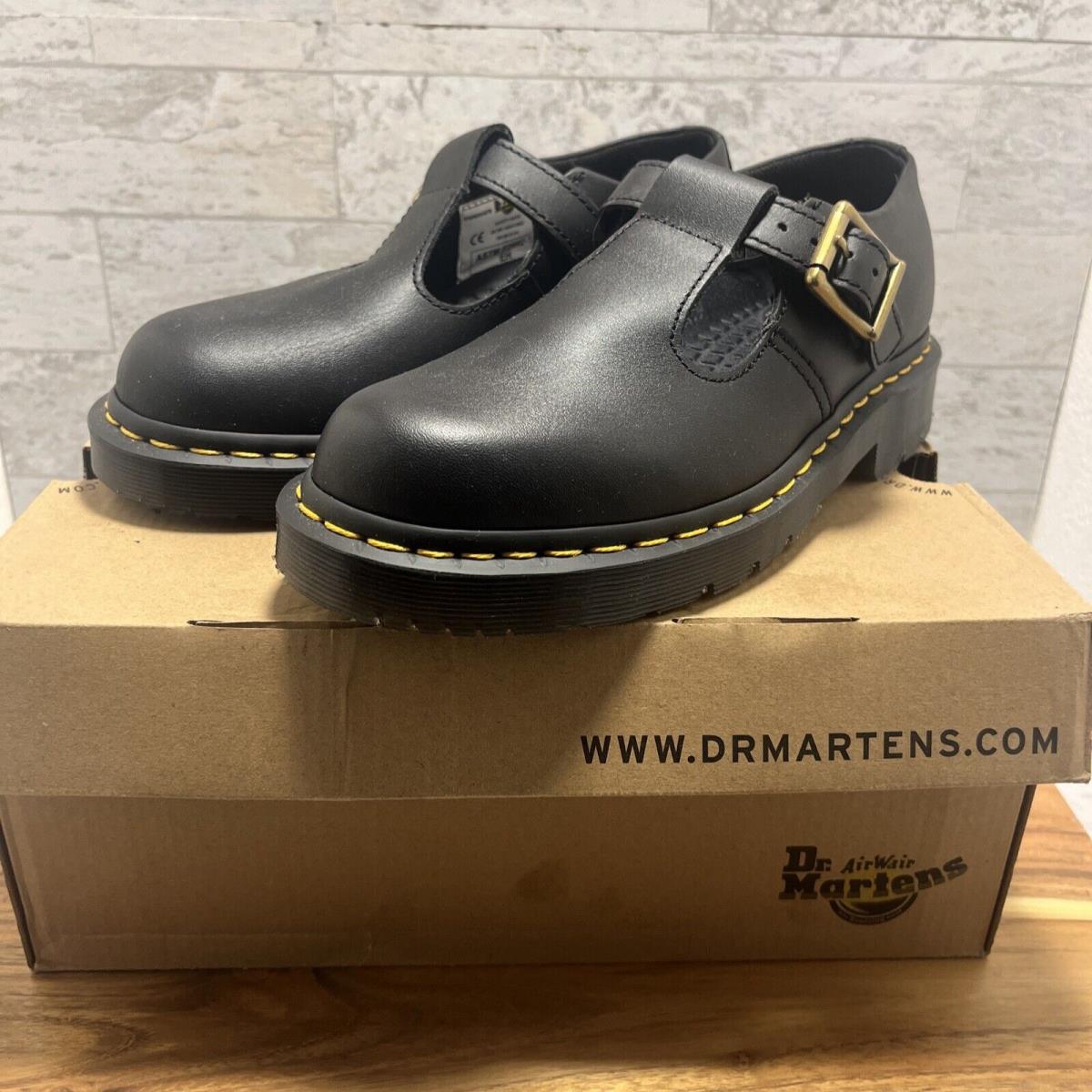 Dr. Martens Polley Sr Mary Jane Safety Shoes Women`s Sz 7 Black Leather