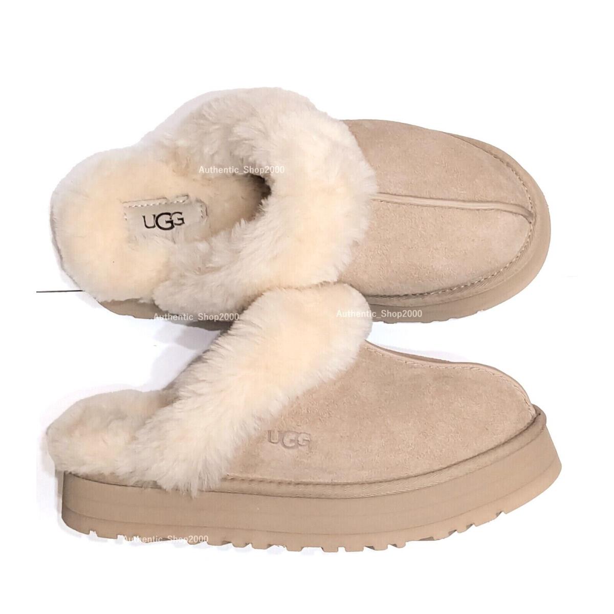 Ugg Soft Disquette Platform Slippers Sand Women`s Shoes