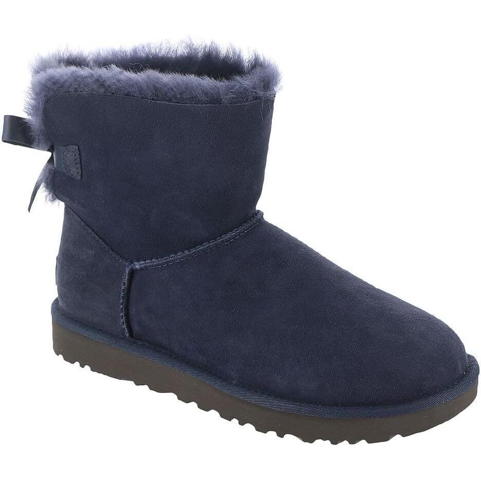 Women`s Shoes Ugg Mini Bailey Bow II Slip On Ankle Boots 1016501 Eve Blue - Blue